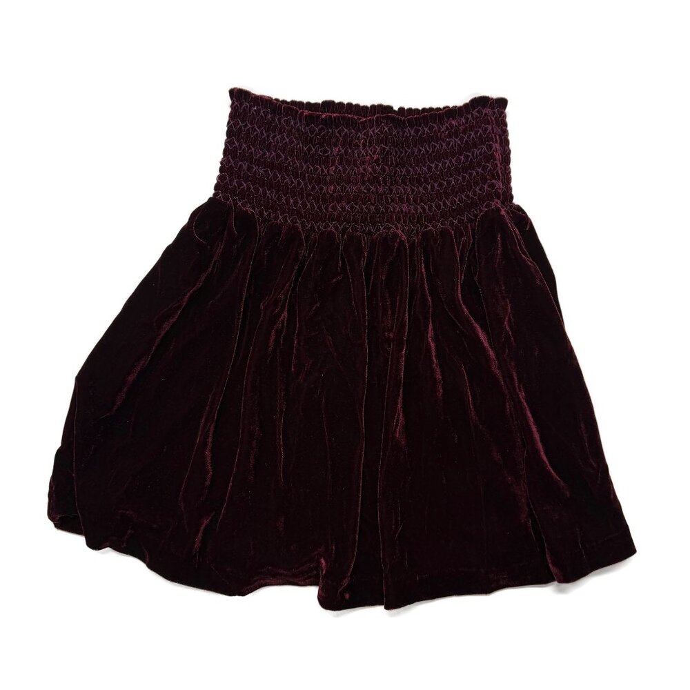 Peek Skirt Girls XL 12 Red Velvet Pull On Party Dance Knee Length Stretch